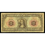 Costa Rica. Banco Internacional de Costa Rica. 2 Colones. 1936. P-167. Mona Lisa portrait at center.