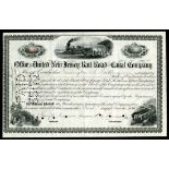 United New Jersey Rail Road and Canal Company, $100 shares, 1888, No. 19120, issued to and signed by