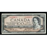 Canada. Bank of Canada. 100 Dollars. 1954. "Devil's Face" Portrait. Ch-BC-35b. No. AJ1929613.