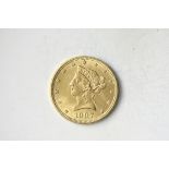 1907 $10 Liberty. Choice AU. Very minimal wear with nearly full mint bloom and premium surface