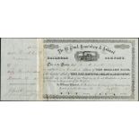 St. Cloud, Grantsburg & Ashland Railroad Co., $10 shares, 18[79], #3, ornate border, steam engine at