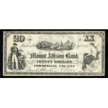 College Currency. Canada. Mount Allison Bank/Commercial College. Sackville, New Brunswick. 20