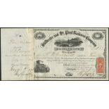 Stillwater and St. Paul Railroad Company, $100 shares, Philadelphia, 18[71], #45, signed by Jay
