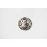 Roman Republic. Q. Fufius Calerus and Mucius Cordus. AR Denarius Serratus, 70 BC. 2.4 gms. Conjoined