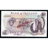 Northern Ireland. Bank of Ireland, Belfast. 10 Pounds. ND (1971). SPECIMEN. P-63s. Head of