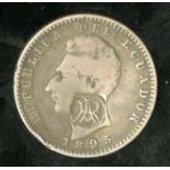 Galapagos Islands. 2 Decimos, nd (ca. 1920). "RA" in oval countermark on obverse of an 1895
