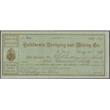 California Dredging and Mining Co. (CA), $100 shares, San Fransisco 187[9], #324, issued to C.E.