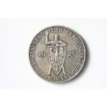 Germany. Weimar. 5 Reichsmark, 1925 G. Karlsruhe. Millenium of the Rhineland. Medieval soldier, in