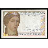 France. Banque du France. 300 Francs. ND (1938). P-87a. Head of Ceres at left, Mercury head at right