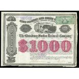 New York Related Rail Grouping, Broadway Surface $1000 1884 IC; New York & New Jersey Railroad $1000