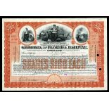 Georgia and Florida Railway, (GA), $100 shares, 1912, No. A1022, orange borders and vignette frames,