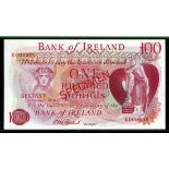 Northern Ireland. Bank of Ireland, Belfast. 100 Pounds. ND (1971). SPECIMEN. P-64s. Head of Mercury,