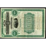 New York, Rutland and Montreal Railway $1000 Consolidated First Mortgage Gold Bond, 1884, green