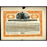 Omnibus Corporation (Delaware) 100 shares, Proof on heavy paper, orange, custom vignette of