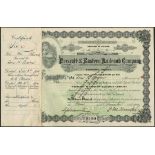 Prescott & Eastern Railroad Company (AZ), $100 shares, 1[900], #10, allegorical figure top left,