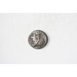 Roman Republic. Anonymous. AR Denarius, 157-155 BC. 3.92 gms. Roma head r. wearing winged helmet,