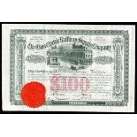 Enos Electric Railway Supply Company (ME), Boston, $100 shares, 1888, No. 923, red embossed seal and