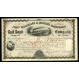 New Orleans & North Eastern Railroad (LA), New Orleans, $100 shares, 1871, No. 42, signed by James