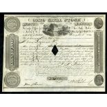 State of Ohio, Canal Stock, $5000 Bond, 1842, #180, canal scene, medallion heads of Washington and