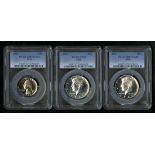 A Trio of PCGS graded 1967 Special Mint Set Coinage. 1967 25C SP67 CAM, 1967 50C SP67, 1967 50C SP67