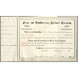 Fargo and Southwestern Railroad Co., $100 shares, 18[82], #3, black printing, embossed seal, punch