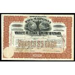 Marconi Wireless Telegraph Company of Canada, $5 shares, 1905, No. NA3713, red frame, globes and