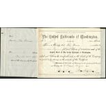 United Railroads of Washington, $100 shares, 18[93], #3, signed by George H. Earl, black printing,