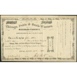 Chicago, Pekin & South Western Railroad Company (IL), $100 shares, Chicago 1871, #95, delicate