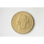 1877-S $20 Liberty. Extremely Fine. There are some rim bruises, as well as a few small but