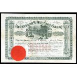 Enos Electric Railway Supply Company (ME), $100 shares, 1887, No. 892, red embossed seal and