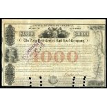 New York Central Rail Road Company, (NY), $1000 bond, 1853, No. 379, signed by Erastus Corning as