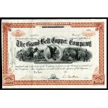 Grand Belt Copper Company (NY), $100 shares, Unissued 188_, No. 579, signed by George B. McClellan
