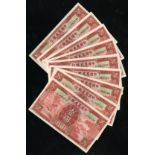 China. Farmers Bank of China. Small lot of 1 Yüan. 1935. P-457. Red on green and multicolor