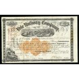 Erie Railway Company, (NY), $100 shares, 1872, No. 227610, ships, piers, steam ferry PAVONIA,