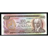 Canada. Bank of Canada. 100 Dollars. 1975. SPECIMEN. Ch-BC-52aS. No. JA0000000. Brown with