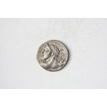 Roman Republic. Lucius Caesius. AR Denarius, 112-111 BC. 3.98 gms. Heroic bust of Vejovis seen
