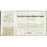 Crosbyton-Southplains Railroad Company (TX), $100 shares, 19[11], #20, black, red manuscript