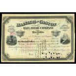 1860s & 1870s Railroad Shares. Raleigh & Gaston 1867 IC, small tear, edge splits; Cedar Rapids &