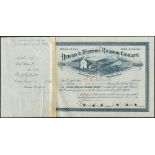 Duluth & Manitoba Railroad Co. (MN), $100 shares, 18[86], #27, lovely vignette of steam train