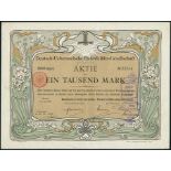 Deutsch-Ueberseeische Elektricitäts-Gesellschaft. Aktie M 1000, Berlin, Juli 1906. #53514. Das Unte