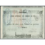 Caisse Générale des Chemins de Fer / J. Mirès et Cie. Action F 500, Paris, 14 June 1856, #39937. Th