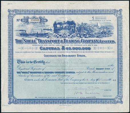 The “Shell” Transport & Trading Company, Limited. Ordinary Stock £100, London, 5 September 1944, #7