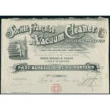 Société Française du Vacuum Cleaner. Part bénéficiaire au porteur. Paris, 19 Juin 1903, #1821. The