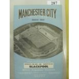 1960/61 Manchester City v Blackpool, a postponed match, a programme from the game that should have