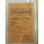 1932/33 Gillingham v Reading, a programme from the game played on 14/04/1933, the item has 2 punched