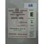 1966 World Cup, Hungary v Bulgaria, a ticket from the game played at Sunderland on 20/07/1977, in