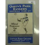 1933/34 Queens Park Rangers v Southend, a programme from the game played on 02/12/1933.