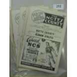1953/54 Notts County, a collection of 18 home programmes, the staples have been cut out, but