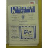 1949/50 Wimbledon, a collection of 13 home programmes, Kingstonians, Ilford, Housnlow (FAC),