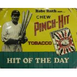 Baseball, Babe-Ruth, a tin, point of sale, advertising sign, 'Babe Ruth says… chew punch hit